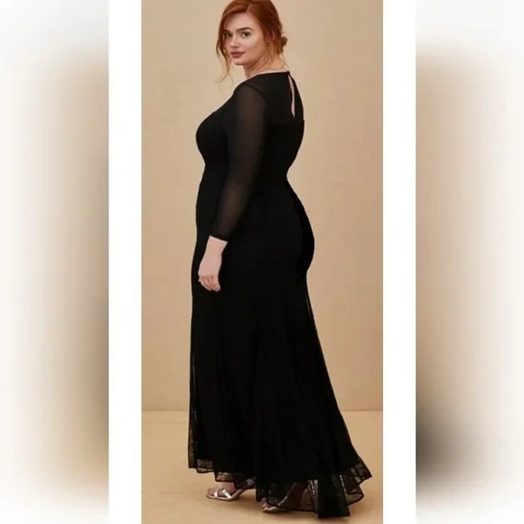 Torrid Womens Black Mesh Lace Gown Size 14 NWT Whimsigoth Prom Formal Grunge - Picture 11 of 11